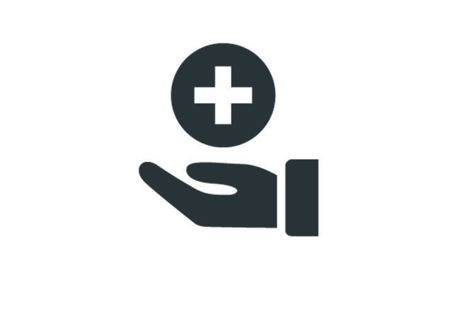 icon of hand holding medical symbol